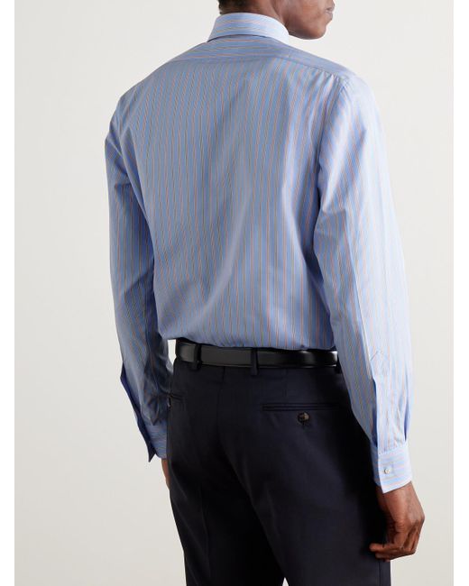 Charvet Blue Striped Cotton-Poplin Shirt for men