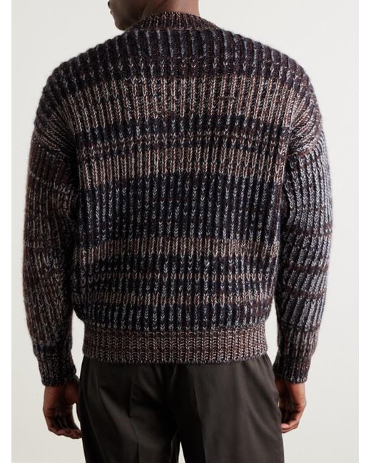 Loro Piana Gray Ribbed Cashmere And Mohair-Blend Sweater for men