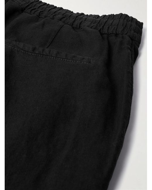Pantaloni a gamba dritta in twill di lino con pinces e coulisse di Brunello Cucinelli in Black da Uomo