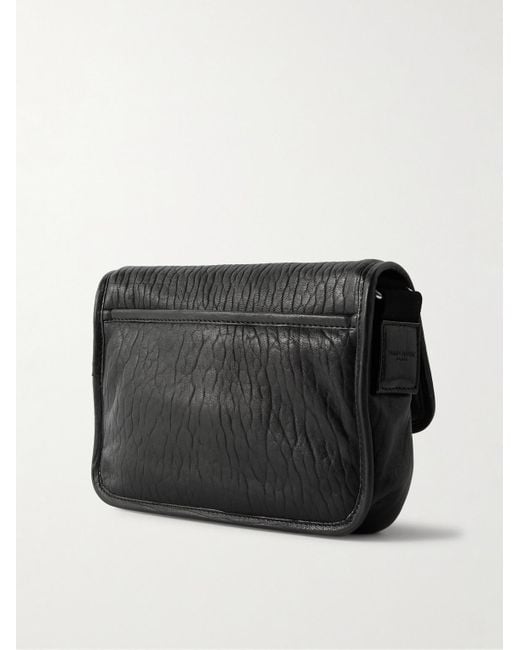 Saint Laurent Black Niki Small Logo-Appliquéd Textured-Leather Messenger Bag for men