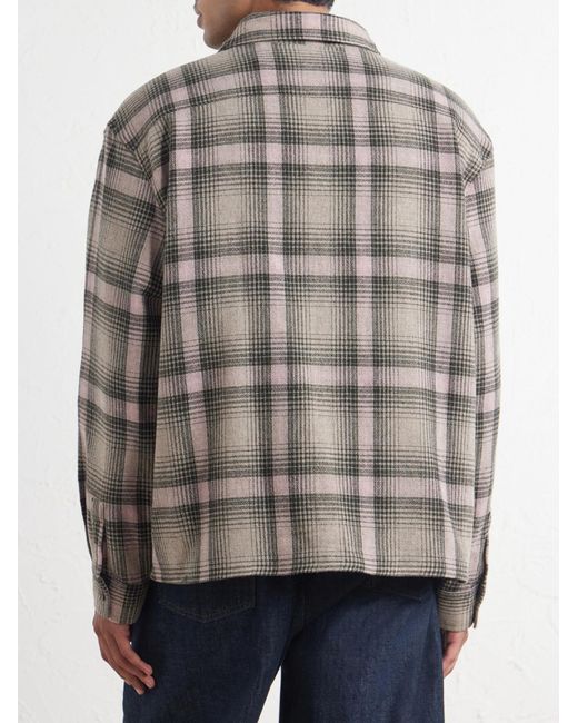 FRAME Brown Checked Wool-Blend Flannel Overshirt for men