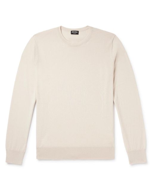 Zegna White Cashmere And Silk-blend Sweater for men