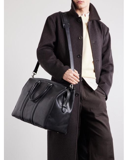 Officine Creative Black Quentin 009 Leather Weekend Bag for men