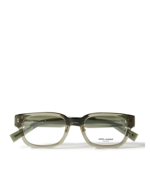 Saint Laurent Green Rectangular-Frame Acetate Optical Glasses for men