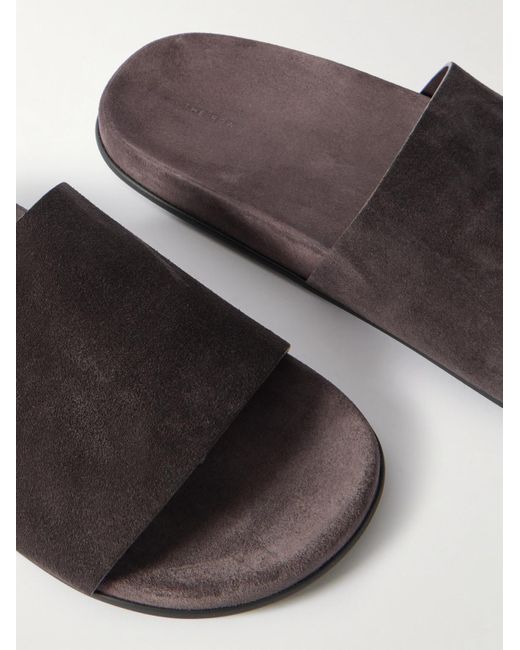 The Row White Hugh Suede Slides for men