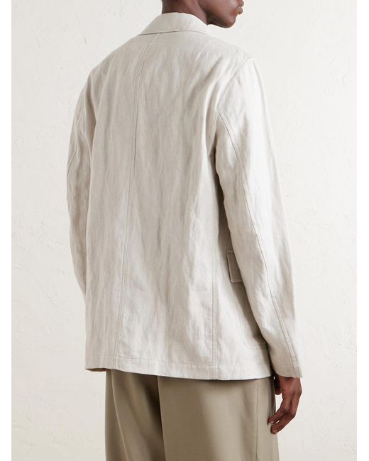Dries Van Noten Natural Metallic Herringbone Cotton And Linen-Blend Jacket for men