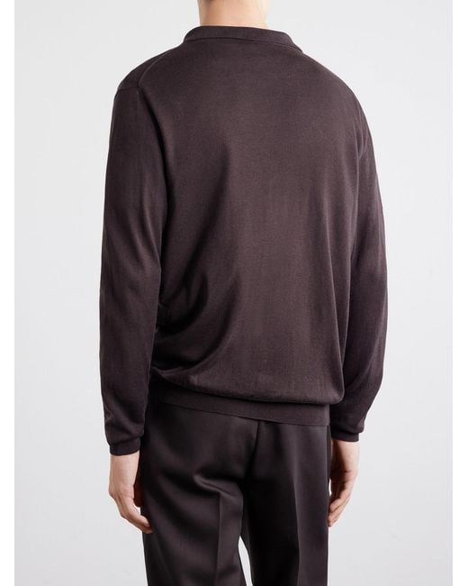 Caruso Black Silk And Cotton-Blend Cardigan for men