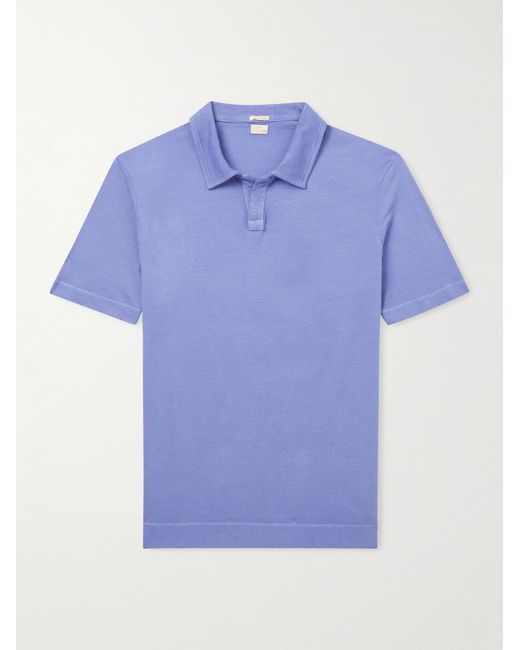 Massimo Alba Blue Aruba Linen And Cotton-Blend Polo Shirt for men