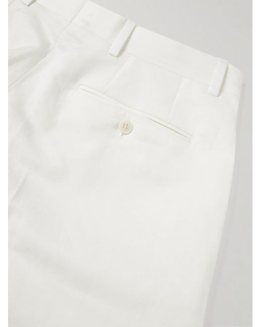 Brioni White Lerici Straight-leg Linen And Cotton-blend Shorts for men