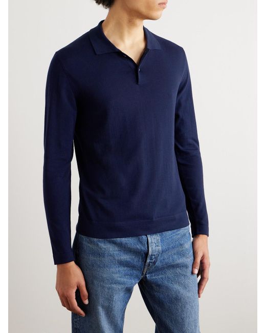 Incotex Blue Zanone Slim-fit Cotton And Silk-blend Polo Shirt for men