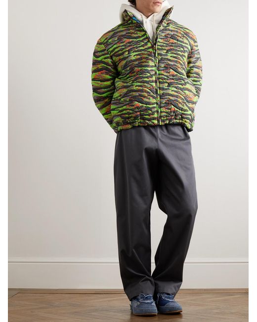 ERL Green Printed Quilted Cotton-Jacquard Down Jacket for men
