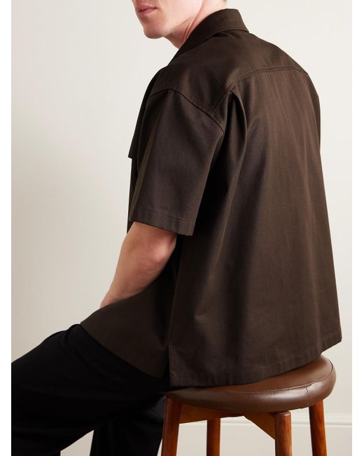Camicia in twill di cotone di LE17SEPTEMBRE in Brown da Uomo