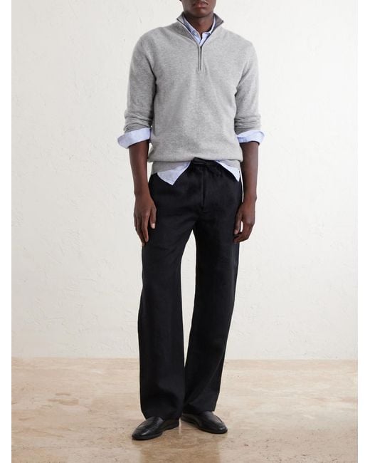 Altea Gray Virgin Wool Half-zip Sweater for men