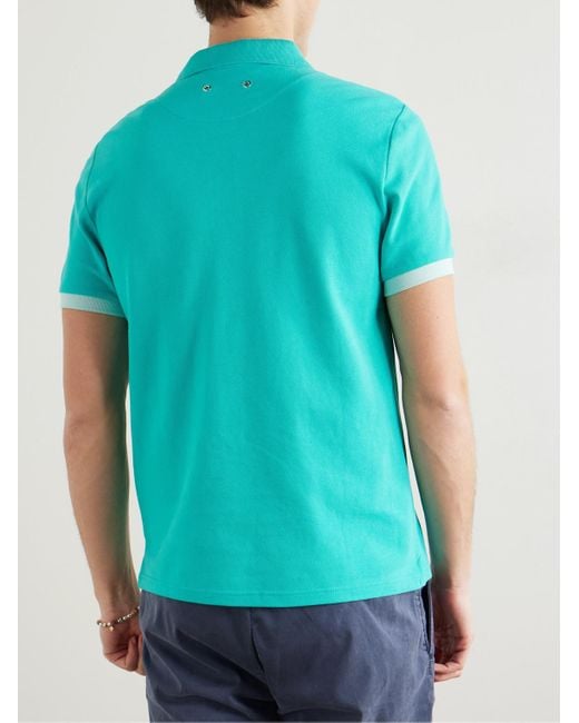 Vilebrequin Schmal geschnittenes Polohemd aus Biobaumwoll-Piqué mit Logostickerei in Blue für Herren