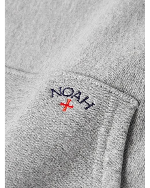 Noah NYC Gray Logo-embroidered Cotton-jersey Hoodie for men