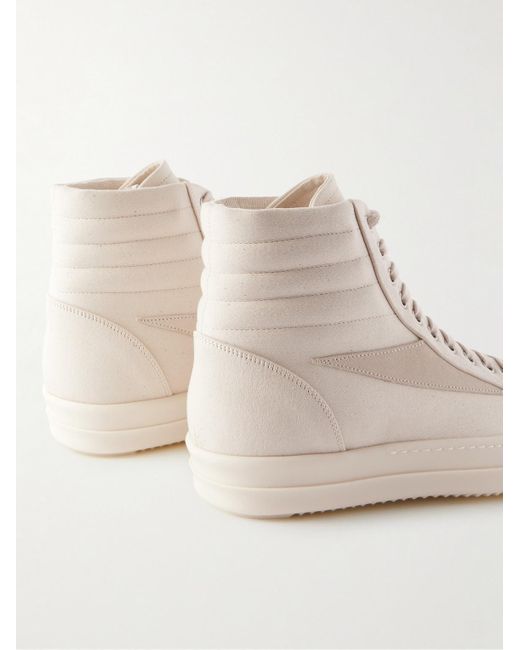 Rick Owens Natural Vintage Suede-trimmed Canvas High-top Sneakers for men