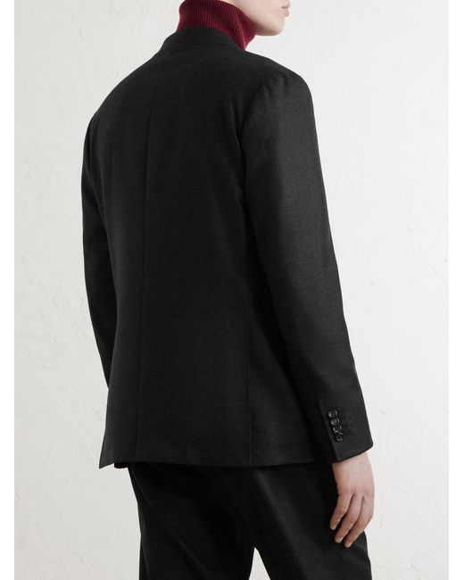 Canali Black Kei Double-Breasted Wool Blazer for men