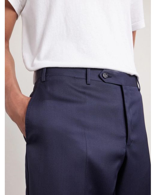 Canali Blue Ff Tapered Wool Suit Trousers for men