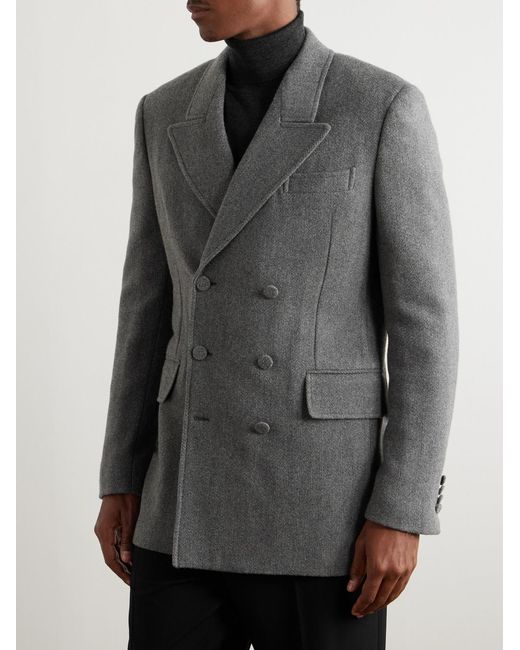 Gabriela Hearst Gray Double-Breasted Virgin Wool And Cashmere-Blend Blazer for men