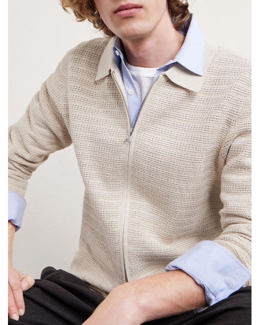 NN07 White Gustav Organic Cotton Zip-Up Cardigan for men