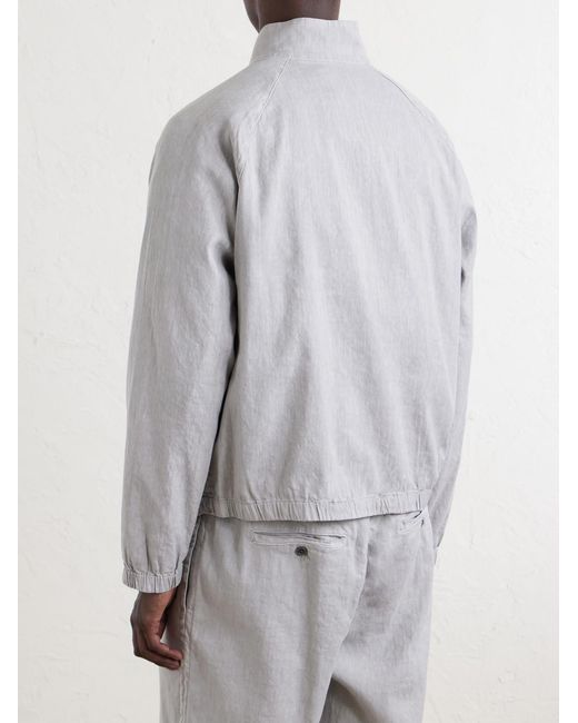 James Perse Gray Linen-Blend Blouson Jacket for men