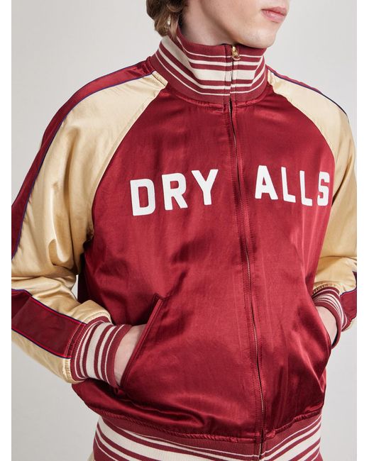 Human Made Red Reversible Logo-Appliquéd Cotton-Blend Satin Bomber Jacket for men