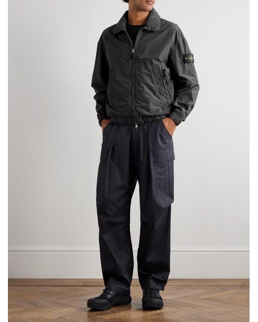 Stone Island Blouson aus "David Light-TC"-Material mit Logodetail in Stückfärbung in Black für Herren