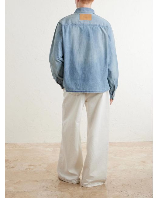 J.W. Anderson Blue Slant Logo-Appliquéd Panelled Denim Shirt for men