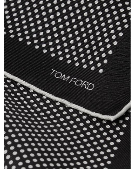Tom Ford Black Polka-Dot Silk Pocket Square for men