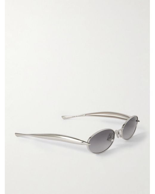 Bottega Veneta Gray Sardine Oval-Frame-Tone Sunglasses for men
