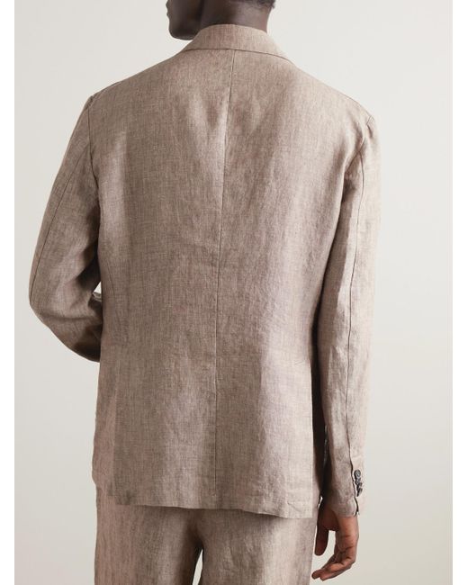 Barena Brown Borgo Linen Suit Jacket for men