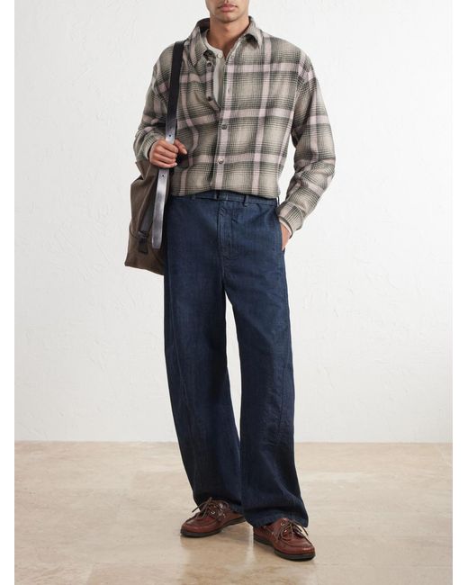 FRAME Brown Checked Wool-Blend Flannel Overshirt for men