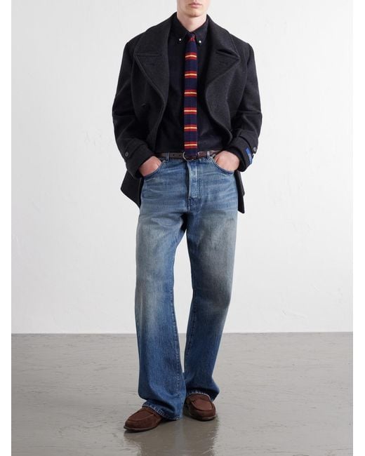 Polo Ralph Lauren Blue Button-Down Collar Logo-Embroidered Cotton-Corduroy Shirt for men