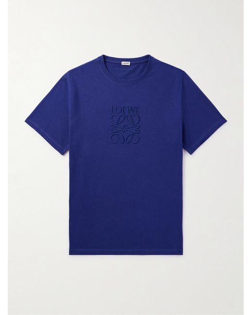Loewe T-Shirt aus Baumwoll-Jersey mit Logostickerei in Blue für Herren