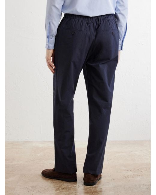 Sunspel Blue Straight-Leg Cotton-Poplin Suit Trousers for men