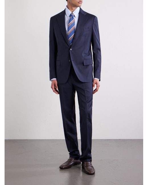 De Petrillo Blue Virgin-wool Blend Suit Jacket for men