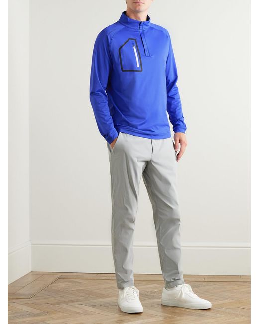 Peter Millar Blue Forge Tech-jersey Jacquard Half-zip Golf Top for men