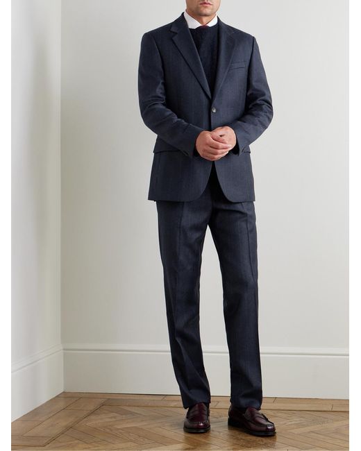 Mr P. Blue Regular-Fit Pinstriped Wool-Flannel Suit Jacket for men
