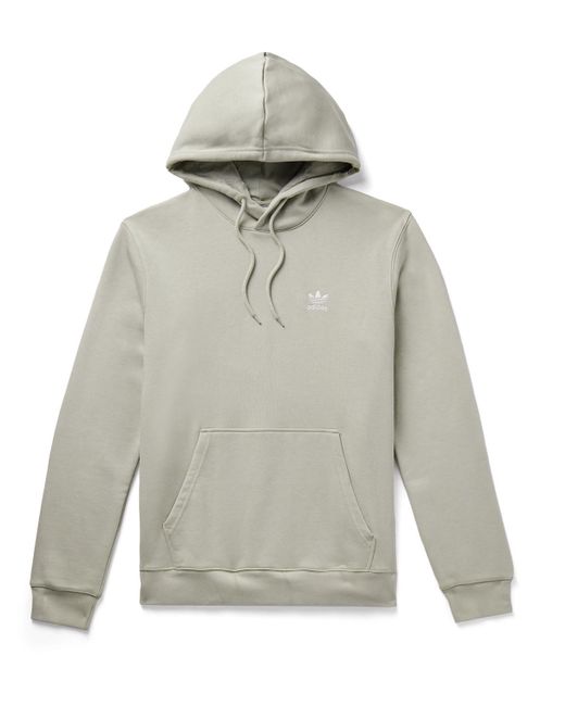 Adidas Originals Gray Essential Logo-embroidered Cotton-blend Jersey Hoodie for men