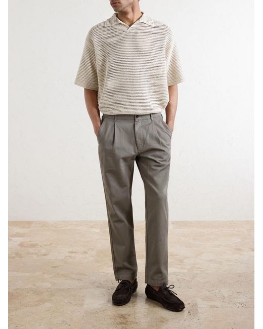Mr P. Gray Daniel Tapered Pleated Cotton-Canvas Trousers for men