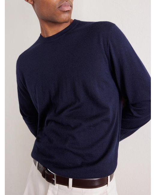 Thom Sweeney Blue Cashmere And Silk-blend Sweater for men