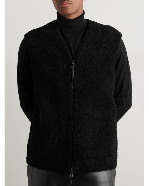 Gabriela Hearst Black Snowdon Leather-Trimmed Shearling Gilet for men