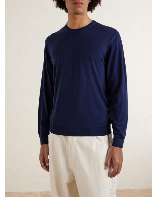 Fedeli Blue Wool Sweater for men