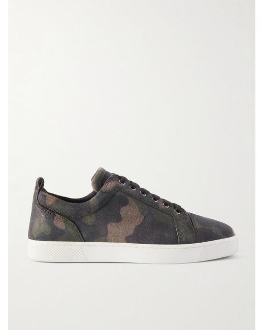 Christian Louboutin Green Louis Junior Camouflage-print Nubuck Sneakers for men