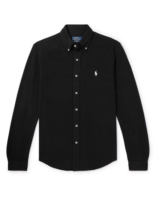 Polo Ralph Lauren Black Logo-embroidered Cotton-piqué Shirt for men