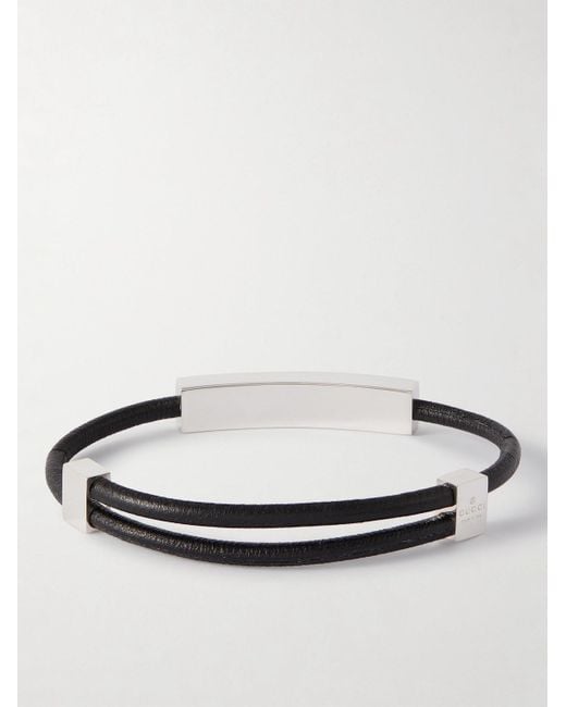 Gucci Metallic Interlocking G Leather Bracelet for men