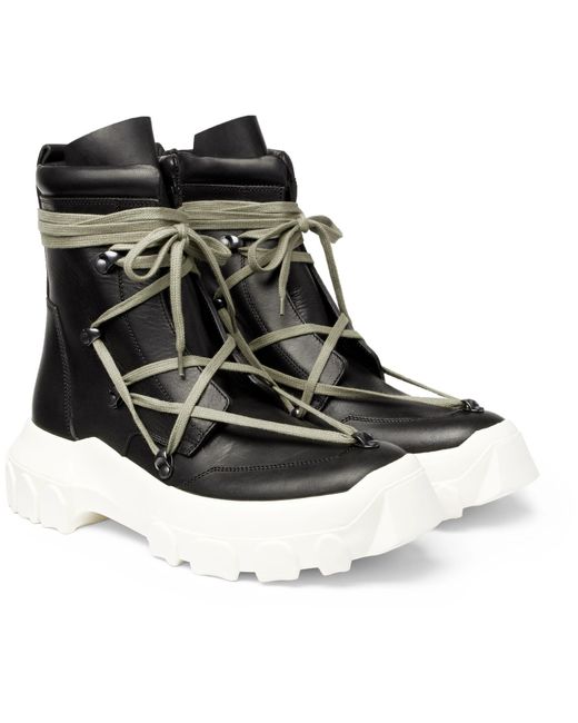 Rick Owens Black Leather Boots for men