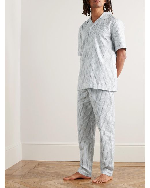 Hanro White Carl Logo-jacquard Striped Mercerised Cotton-poplin Pyjama Set for men