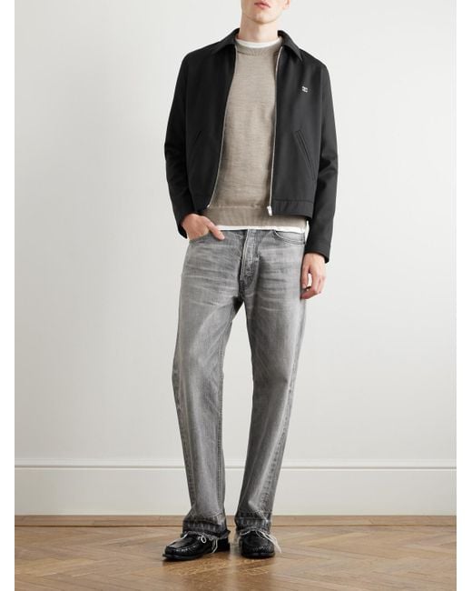Céline Black Triomphe Logo-Embroidered Wool-Blend Twill Jacket for men