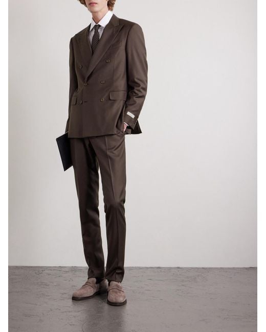 Canali Brown Tapered Wool-twill Suit Trousers for men
